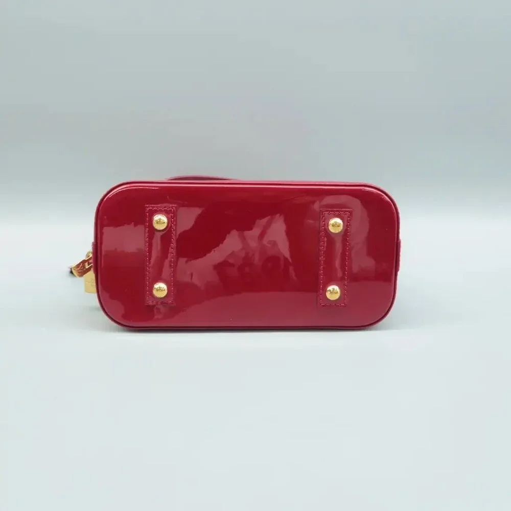 100% Authentic Louis Vuitton Alma BB Red Monogram Patent Leather Satchel - Picture 5 of 12